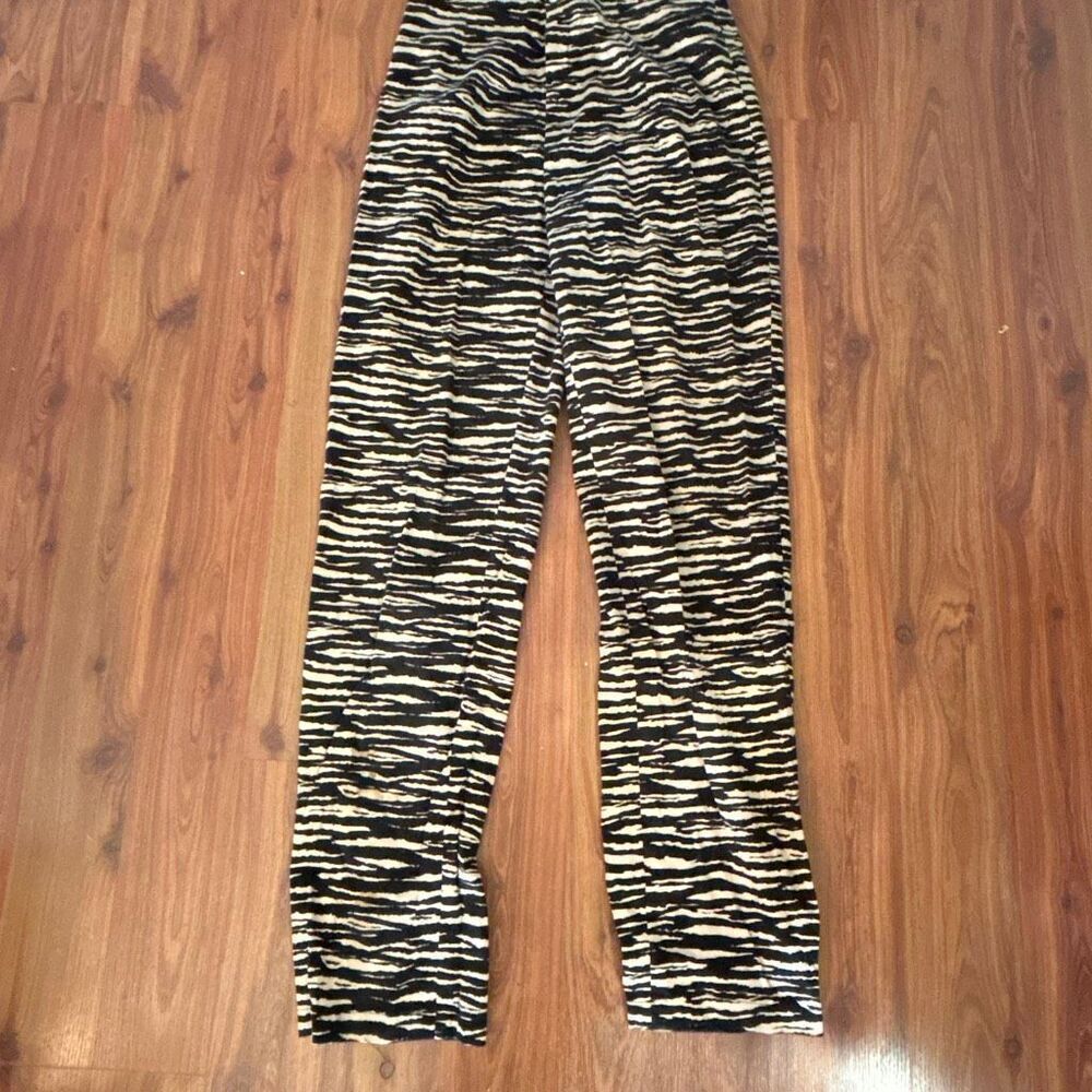 Dana Buchman vintage zebra print  black tan lightweight high waisted pants Size
